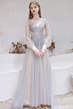 Fabulous Scoop Prom Dress Long Sleeves Evening Dress