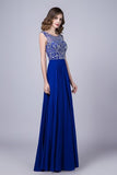 2024 Hot Selling Prom Dresses Dark Royal Blue A-Line Scoop Floor-Length P91SC5J1