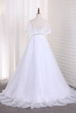 2024 Tulle A Line Sweetheart Beaded Bodice Wedding PYKHD3XX