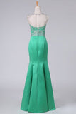 2024 Prom Dresses Floor-Length Scoop Satin With Beading PTZN3RDC