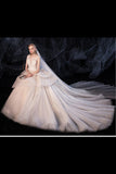 Ball Gown Tulle Wedding Dresses Straps Beads PQXS2S5A