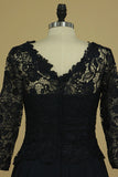 2024 V Neck Mid-Length Sleeves Mother Of The Bride Dresses Chiffon & Lace A PSDGN7H1