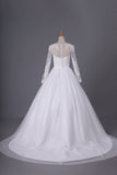 2024 Long Sleeves Scoop Ball Gown Wedding Dresses Tulle With Applique And P699N7GH