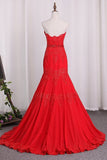 2024 Chiffon Mermaid Sweetheart Prom Dresses PSAZH85Q