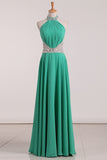 2024 A Line Halter With Beading Chiffon Sweep Train Prom PNMRC27C