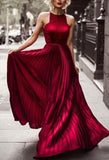 Burgundy Prom Dresses Pleated Evening Dresses Long Prom Dresses Prom Dresses