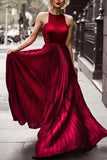 Burgundy Prom Dresses Pleated Evening Dresses Long Prom Dresses Prom Dresses