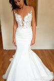 Mermaid Lace Wedding Dresseses V Neck Court Train Bridal Gowns