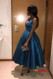 2024 A Line V Neck Prom Dresses Satin With Ruffles PQK387H8