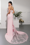 Hot Selling Pink Prom Dresses Long Spaghetti Straps Appliques Evening Dresses