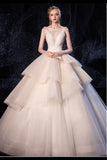 Ball Gown Tulle Wedding Dresses Straps Beads PQXS2S5A