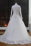 2024 High Neck Wedding Dresses A Line Tulle Muslim With PEJDAHJ4