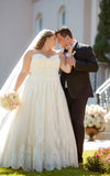 A Line Sweet Heart Neckline Wedding Dresses Plus Size Ivory Lace PHA1S42H