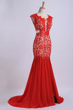 2024 Open Back Prom Dresses Mermaid Sweep/Brush Train P3ZX73TS