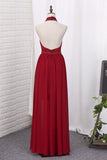 2024 Prom Dresses Sheath Halter Lace & Chiffon PKEBKPYP