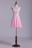 2024 Straps A-Line/Princess Homecoming Dresses Chiffon PGKEQLSS