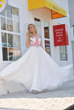 2024 Prom Dresses Scoop Chiffon With Applique And Ruffles A Line