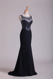 2024 Scoop Open Back Beaded Bodice Floor Length Chiffon Prom P2Q69TNY