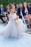 Ball Gown Long Sleeve Tulle Appliques Flower Girl Dresses with Bowknot, Baby Dresses STK15560