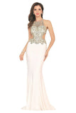 2024 Prom Dresses Scoop Beaded Bodice Mermaid Spandex PX69NZA7