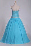 2024 Tulle Floor Length Sweetheart Beaded Bodice Prom Gown P14K6F5G