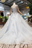 2024 Wedding Dresses V Neck Lace Up Back Beads Prom PB8REKEH