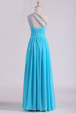 2024 One Shoulder Prom Dresses A Line Chiffon With Beads And PCYHFNCY