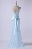 2024 Bateau Prom Dresses Lace Sheath Floor Length With PFMSA4JJ