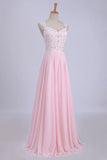 2024 V-Neck A-Line/Princess Prom Dress Tulle&Chiffon With Beads PNHPDE8N