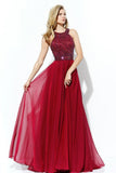 2024 Scoop Prom Dresses Chiffon With Beading A Line PQBB7282