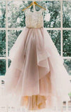 Backless Glamorous Ball Gown Lace Puffy Tulle Long Sexy Evening Gowns For Teens Juniors Dress