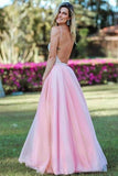 2024 Spaghetti Straps Prom Dresses Beaded Bodice Tulle Floor P98L8CMD