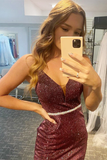 V-neck Brown Glitter Rhinestones Short Homecoming Dress