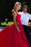 2024 V Neck Satin Prom Dresses A Line With Applique PQRYKYRF