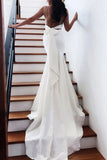 Princess Spaghetti Straps Backless V Neck Mermaid Wedding Dresses Bridal Dresses STK15306