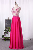 2024 V Neck Beaded Bodice Floor Length Prom PS1S9PCH