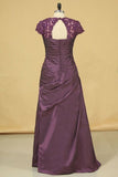 2024 A Line Mother Of The Bride Dresses Taffeta With Applique Floor PBJPT3CX