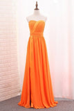 2024 A Line Chiffon Sweetheart Ruched Bodice Bridesmaid Dress P7BB9PNP