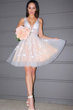 A-Line Tulle Appliques Homecoming Dress