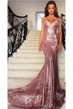 2024 New Arrival Spaghetti Straps Sequins Mermaid Prom Dresses PJHTPQTE