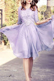 2024 A Line Scoop Mid-Length Sleeves Homecoming Dresses Chiffon PXZK1KA6