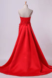 2024 Strapless Prom Dresses Column Sweep Train PXAR41C3