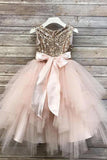 Stunning Round Neck With Sequins Ball Gown Bowknot Flower Girl Dresses