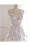 Beaded Spaghetti Strap Illusion V Neckline Wedding Dress With Colorful STKPH7CQTB3