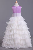 2024 Flower Girl Dresses Ball Gown Scoop Floor Length P843XD8R