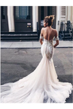 Charming Mermaid Sweetheart Backless Tulle Wedding Dresses With STKPH8491GT