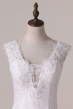 2024 Lace V Neck Open Back Mermaid Wedding Dresses PHR42DA1