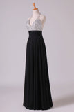 2024 Prom Dresses Halter Beaded Bust Pleated Waistband Chiffon Floor PKT7N26Y