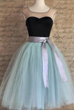 2024 Homecoming Dresses A Line Scoop With Sash/Ribbon Knee Length PMYB5AF8