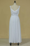 2024 A Line Spaghetti Straps Open Back Bridesmaid Dresses Chiffon With PNX53S6S